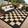 Outdoor Rug, Waterproof Outdoor Plastic Straw Rug, Modern Checkered Reversible Floor Mat, Stain-Resistant Geometric Outside Carpet - 3 of 4