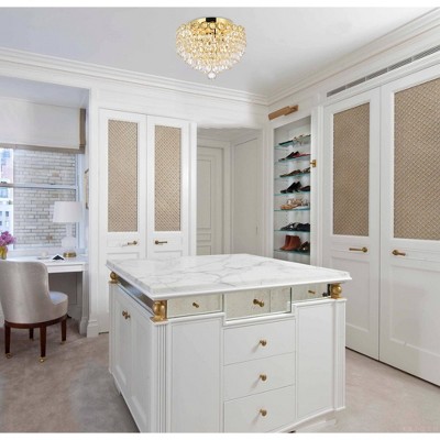 Gold Royal Cut Crystal Flush Mount Light Fixture