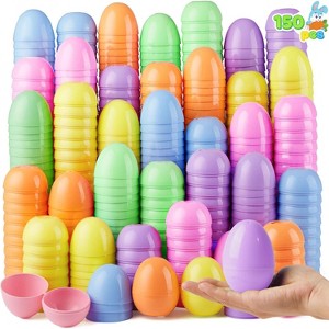 Joyfy 100/150 Pcs Pastel/Colorful Easter Eggs, Large Plastic Eggs Empty Fillable Eggshells for Easter Hunt, Basket Stuffers, Classroom Prize Supplies - 1 of 4