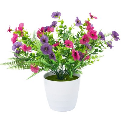 Artificial Flowers for Outdoors, 30 Bundles Multicolor Silk Fake Flowers with Ferns, UV-Resistant Faux Plant, Spring Summer  Decor, for Home Planter
