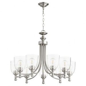 Quorum Lighting Rossington 9-Light Chandelier, Satin Nickel, Clear/Seeded Glass - 1 of 1