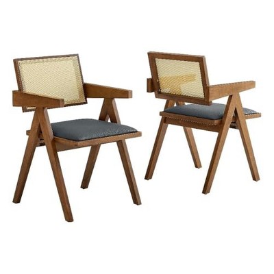 Modway  Thera Dining Armchairs Set of 2 in Walnut Black