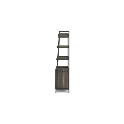 Zendex 72" Dark Brown Wood and Metal Bookcase with Cabinet