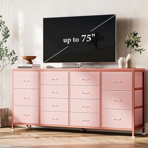 Whizmax 63" W Dresser TV Stand for 65-75 Inch TV, 14 Drawer for Bedroom,Living Room with Power Outlets, Large Long Fabric Dresser Entertainment Center - 1 of 4