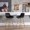 30" Velvet Fabric Counter Height Bar Stools Set of 2 with Chrome Footrest and Metal Legs for Kitchen, Dining, or Bar - 2 of 4