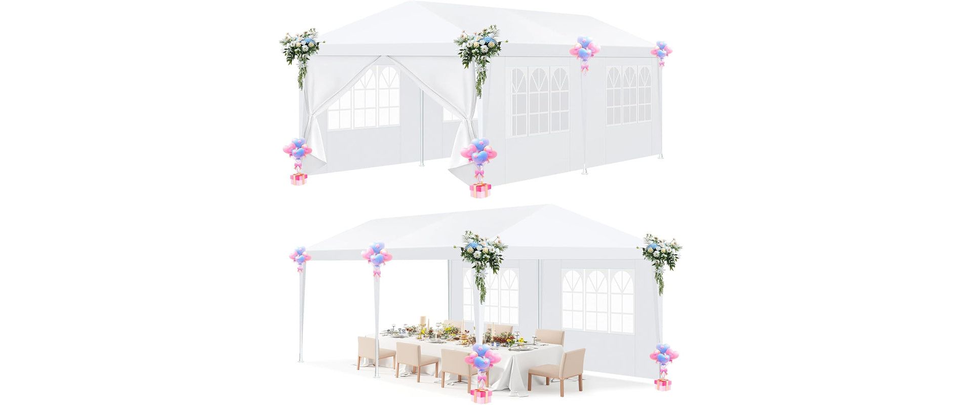 10x10/10x20/10x30 Party Tent Outdoor Canopy with Removable Sidewalls for Wedding BBQ Backyard Event