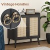 Lirago intage Rattan Door Sideboard Buffet Cabinet 2-Tier Large Storage Solid Wood Legs Bar Cabinet for Kitchen Dining Room Living Room Hallway Black - 4 of 4