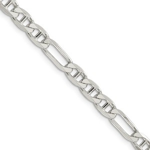 Black Bow Jewelry 5.5mm Sterling Silver Solid Figaro Anchor Chain Necklace - 1 of 4