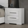 Vynxaria Glam 2-Drawer Nightstand - White High Gloss Finish, Chrome Bar Handle, Engineered Wood/Metal, Wooden Legs, 1pc Bedroom Bedside Furniture - 3 of 4
