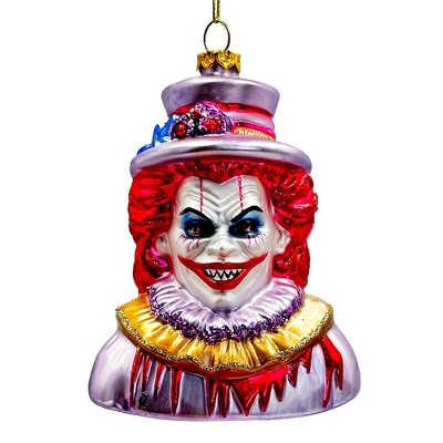 Horror Clown Head Glass Ornament, Gothic Halloween Tree Decor| OrnamentallyYou