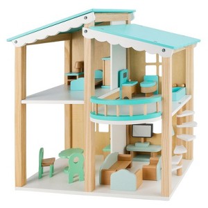 Topteng Wooden Dollhouse with Furniture Playset - 1 of 4