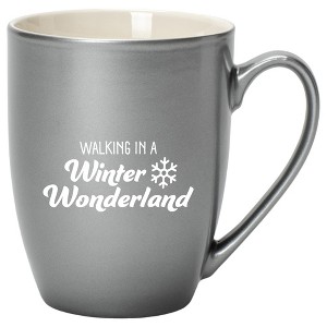 Elanze Designs Walking In A Winter Wonderland Grey 10 ounce New Bone China Coffee Cup Mug - 1 of 4