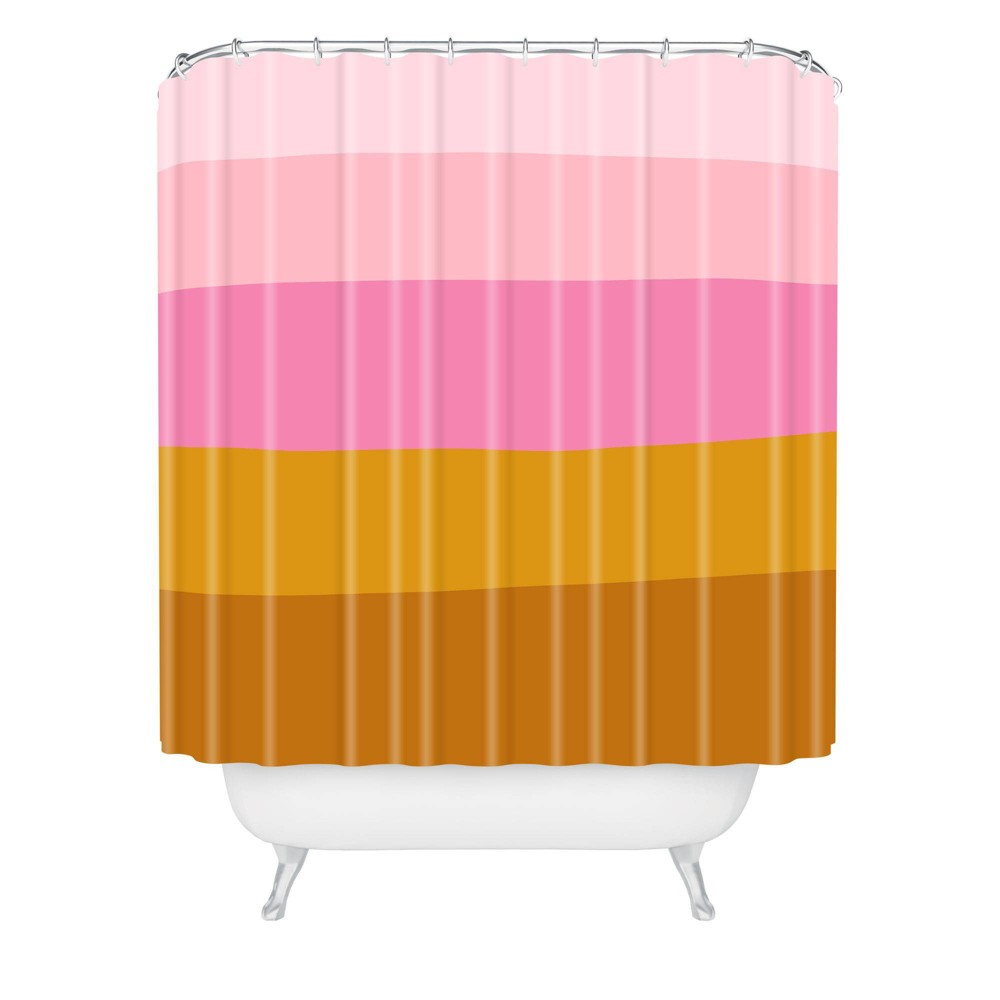 Photos - Shower Curtain June Journal Abstract Organic Striped  Pink/Brown - Deny Des