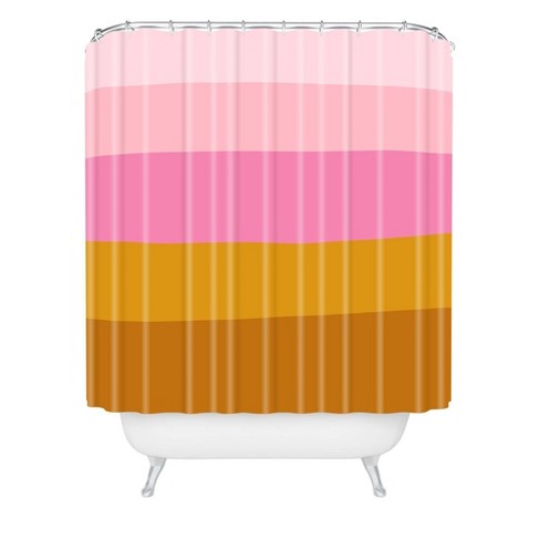 June Journal Abstract Organic Striped, Pink And Brown Shower Curtain