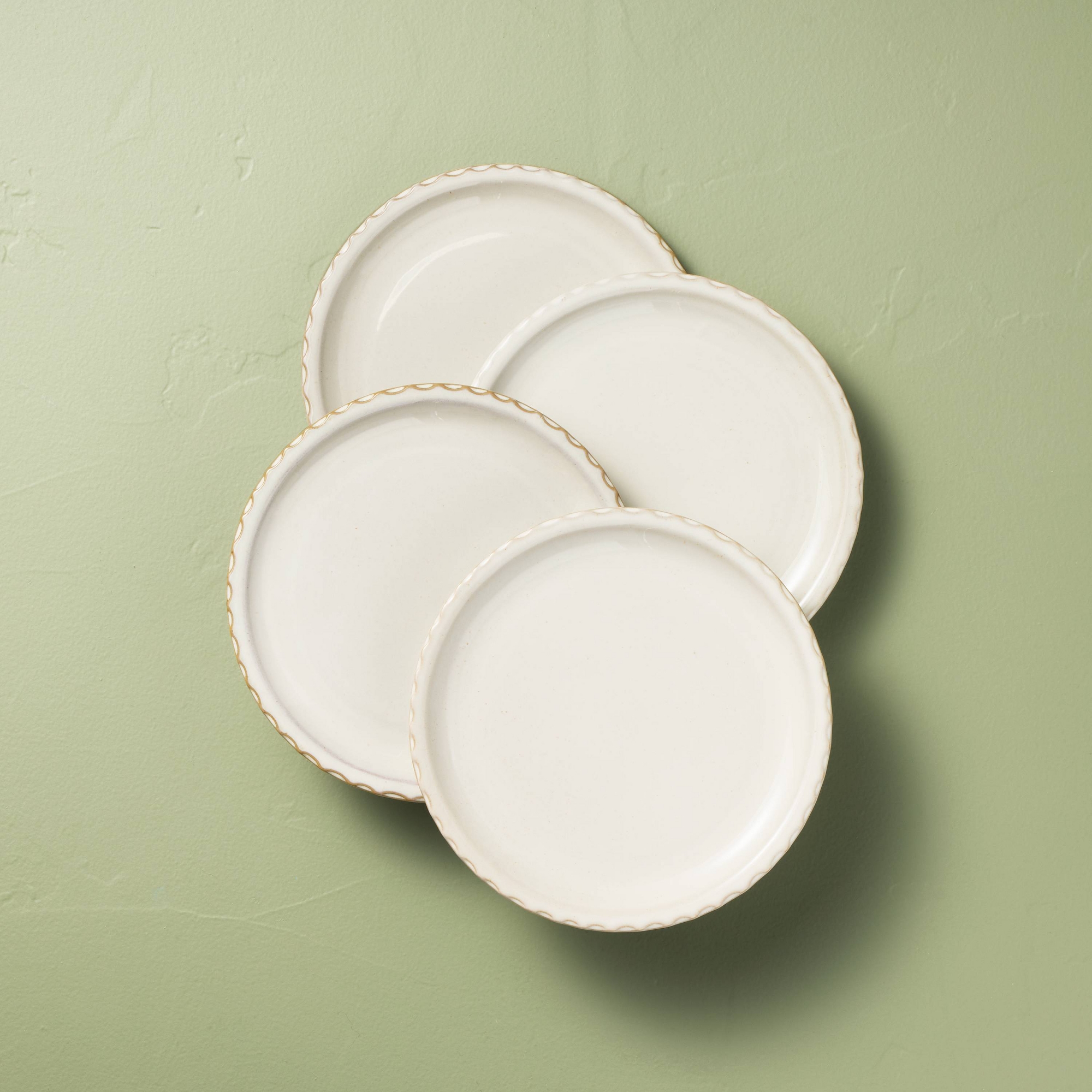 Set of 4 8.5" Pinched Edge Salad Plates Sour Cream - Hearth & Hand™ with Magnolia