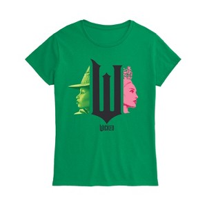 - Wicked - Elphaba And Glinda Side Profile Short Sleeve Graphic T-Shirt - 1 of 3