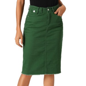 INSPIRE CHIC Women's Casual High Waist Back Slit Short Denim Skirts - 1 of 4