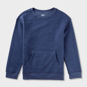 Kids' Adaptive Fleece Crew Sweatshirt - Cat & Jack™ Navy Blue - 1 of 3
