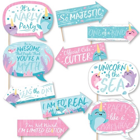 Big Dot Of Happiness Funny Narwhal Girl Under The Sea Baby Shower Or Birthday Party Photo Booth Props Kit 10 Piece Target