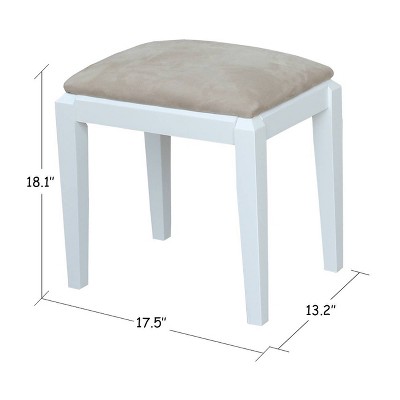 Gray Microfiber Upholstered Vanity Bench with White Frame