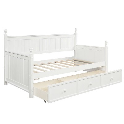 NicBex Twin Size Daybed, Wooden Day Bed with 3 Drawers, Sofa Bed for Bedroom Living Room Guest Room, No Box Spring Needed