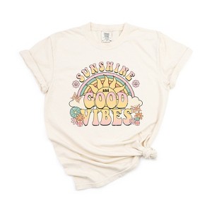 Simply Sage Market Women's Good Vibes Summer Short Sleeve Garment Dyed Tee - 1 of 2