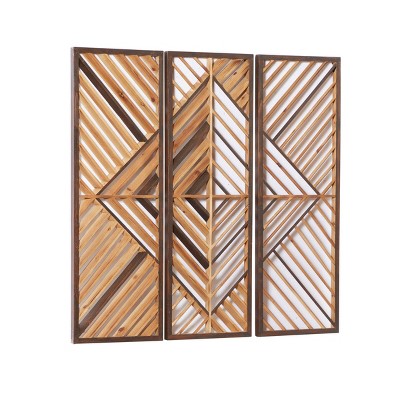 Set of 4 Wood Geometric Beaded Wall Decors White - Olivia & May