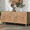 Sideboard Buffet, Wood Floor Cabinet With Carved Flower Door, Metal Handle, Freestanding Sideboard - 3 of 4