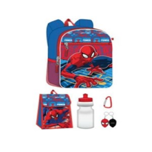 Marvel Spider-Man Kids School Backpack 16" 5PC Lunch Kit, Keychain, Metal Carabiner, and Water Bottle - 1 of 1