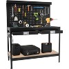 48" Heavy-Duty Workbench with Power Outlets & Pegboard, Steel Work Table with 2 Drawers and Undershelf for Garage, DIY, Woodworking, Auto Repairs - 3 of 4
