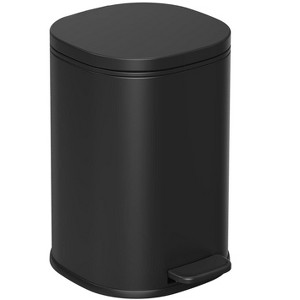 Aoibox Black Bathroom Trash Can with Lid, 1.3 Gallon Small Garbage Can with Foot Pedal, Metal Round Wastebasket for Bathroom, Bedroom, Office - 1 of 4