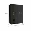 NicBex Armoire Wardrobe Closet Storage Cabinet with Doors & Open Shelves & Drawer for Bedroom, Black - 3 of 4