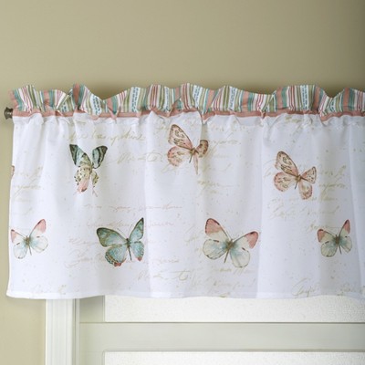 Lakeside Country Butterflies Bathroom Window Valance with Rod Pocket