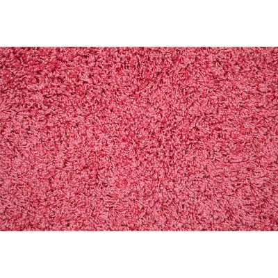 Jazz Pink Shaggy Nylon Washable Bath Rug Set