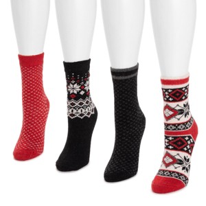 MUK LUKS Women's 4 Pack Holiday Boot Socks - 1 of 3