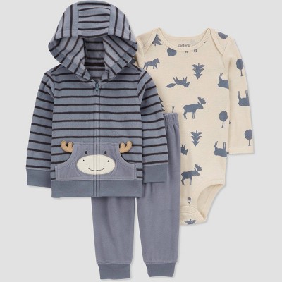 Image of Carter's Just One You® Baby Boys' Moose N Top & Bottom Set - Gray 3M