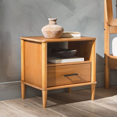 NicBex Modern Fluted-Drawer Nightstand,Bedside Tables with Open Cubby for Bedroom,Living Room