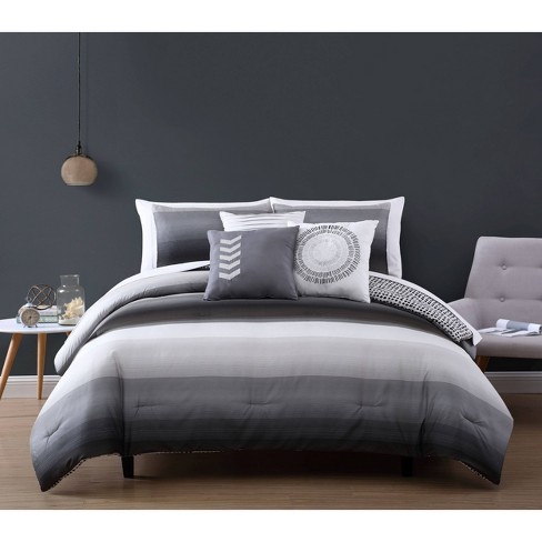 Queen 10pc Cypress Comforter Set Black Gray Geneva Home Fashion Target