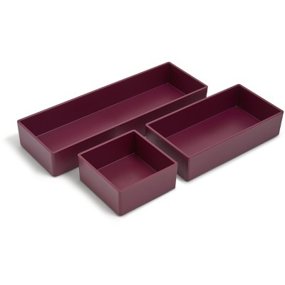 TRU RED 3 Piece Plastic Drawer Organizer Purple TR55298