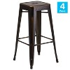 Emma and Oliver Commercial Grade 4 Pack 30" High Backless Distressed Metal Indoor-Outdoor Barstool - 3 of 4