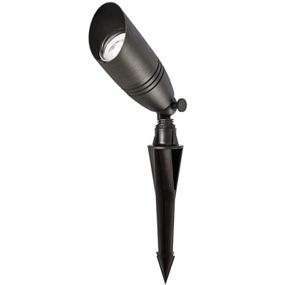 Dark Bronze Cast Brass Outdoor Spot Light with Convex Glass Shade