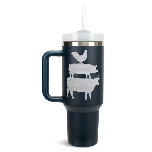 Elanze Designs Stacked Farm Animals Chicken Pig Cow 40 oz. Stainless Steel, Large Water Bottle Coffee Mug, Spill & Leak Resistant, Thermal Travel - 1 of 1