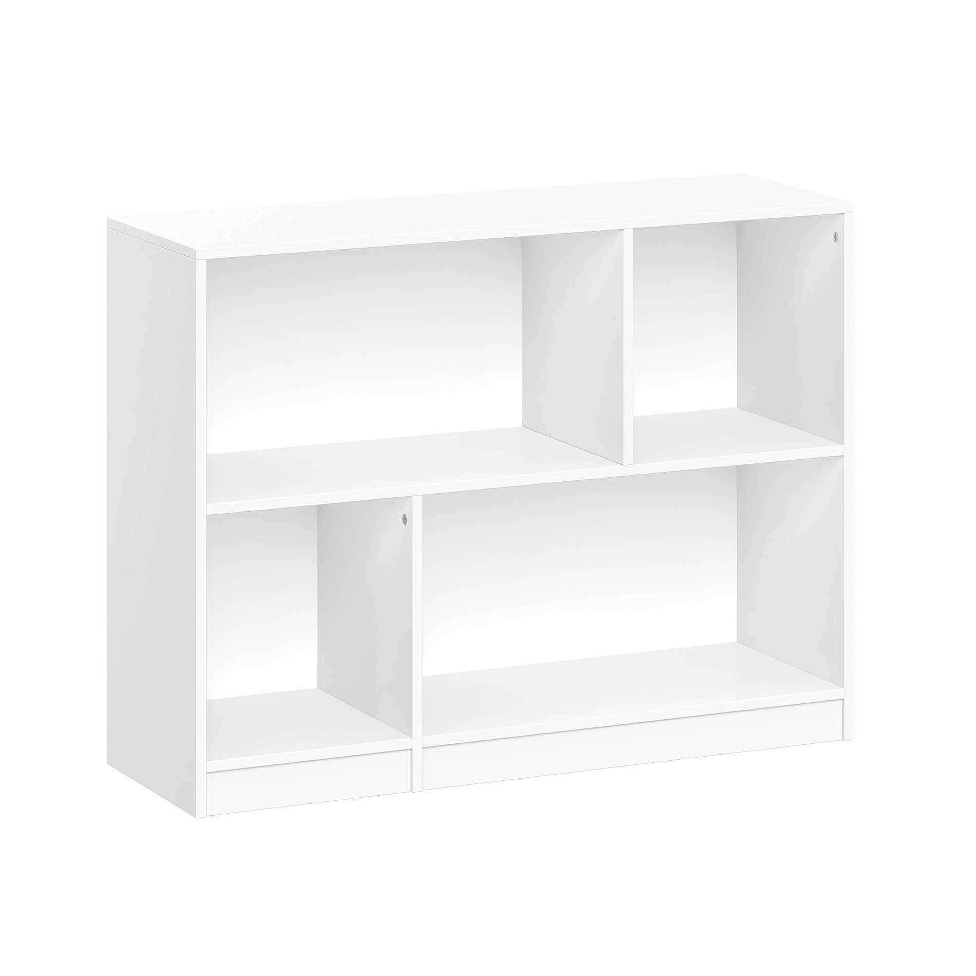RiverRidge Kids' Horizontal Bookshelf Toy Organizer with 2 Storage Shelves for Playroom White: Cubby Storage, MDF, ASTM Certified