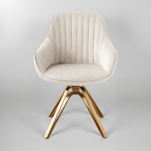 Art Leon Comfortable Velvet Swivel Accent Armchair with Golden Legs - 1 of 4