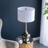 29" Modern Table Lamps with Glass Base and White Drum Shade, Artistic Nightstand Lamps for Bedroom, Study, Entryway, or Living Room–The Pop Home - 3 of 4
