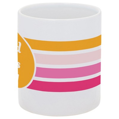 Elanze Designs Good Vibes Only Groovy Stripes 11 Ounce White Ceramic Coffee Mug
