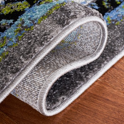 Elegant Gray Square Synthetic Heirloom 4' x 6' Area Rug