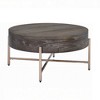 Royal Hampton 1 Drawer Round Modern Coffee Table with Crossed Metal Legs, Brown and Gold - 3 of 4