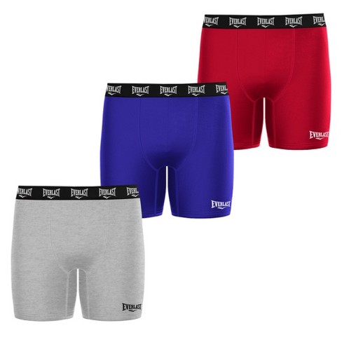 Everlast Mens Boxer Briefs Breathable Cotton Underwear for Men - 3 Pack -  Cotton Stretch Mens Underwear - Red-Blue-Heather - XL
