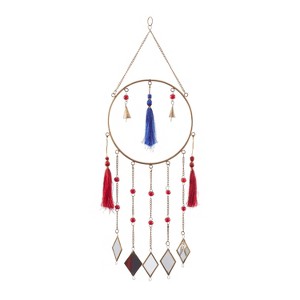 31" x 12" Contemporary Metal Geometric Windchime Gold/Blue/Red - Olivia & May - 1 of 4